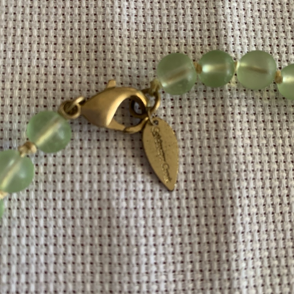 Vintage Coldwater Creek Light Green Graduated Glass Bead Necklace - Picture 4 of 5